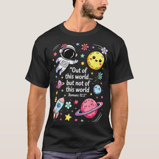 Out Of This World Spaceship Planet Galaxy Christia T-Shirt (Vorderseite)