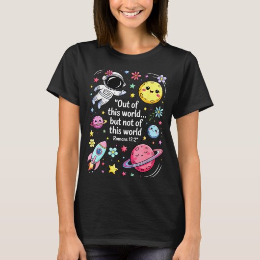 Out Of This World Spaceship Planet Galaxy Christia T-Shirt (Vorderseite)