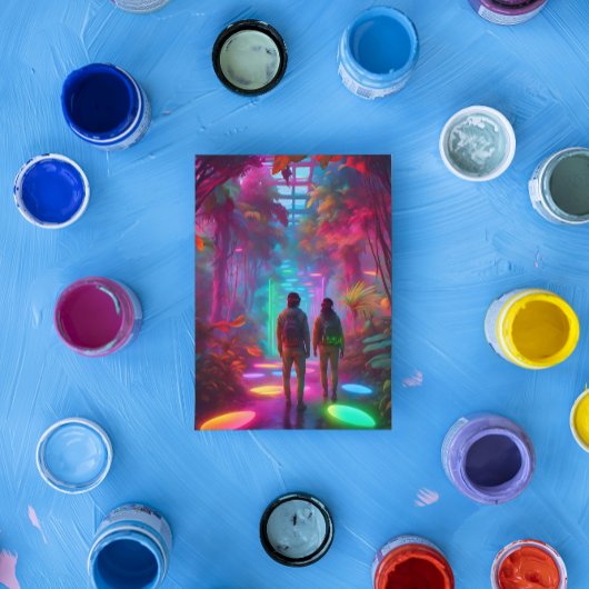 Out of this World - Virtual Reality Neon Dschungel Postkarte