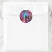 Out of this World - Virtual Reality Neon Dschungel Runder Aufkleber (Tasche)