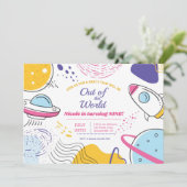 Out Space Adventure Birthday Party Einladung (Stehend Vorderseite)