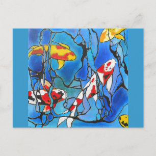 "Out the Blue" Koi Fish Art Malerei! Postkarte