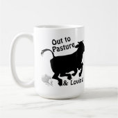 Out to Pasture & Loving It Funny Cow Retirement Kaffeetasse (Links)