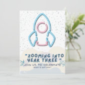 Out to space Birthday party invitation Card (Stehend Vorderseite)