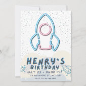 Out to space Birthday party invitation Card (Rückseite)