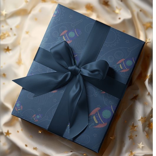 Out to Space Thema Geschenkpapier