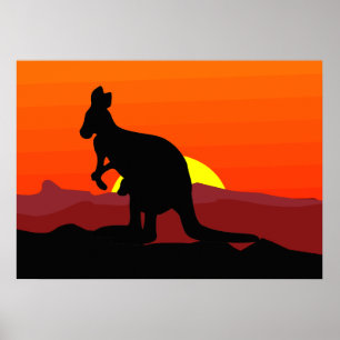 Outback Australian Kangaroo bei Sunset Poster