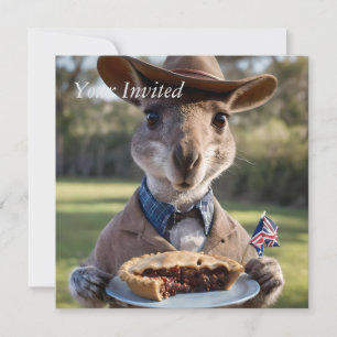 "Outback Delight: Ein Känguru isst australische Fl Einladung