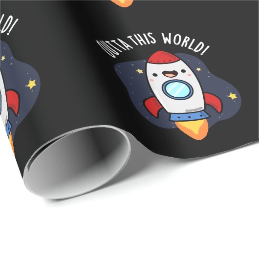 Outback dieser Welt lustige Rakete Pun Dark BG Geschenkpapier (Rolleneckpunkt)