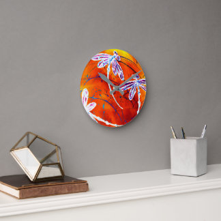 Outback Dragonfly Dance Runde Wanduhr