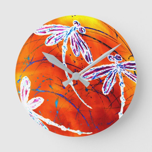Outback Dragonfly Dance Runde Wanduhr (Vorderseite)