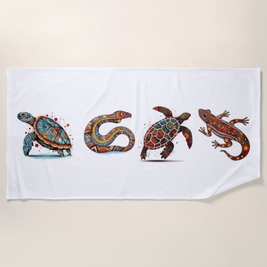 Outback Earth Spirits, Aborigine-Kunst Strandtuch (Vorderseite)
