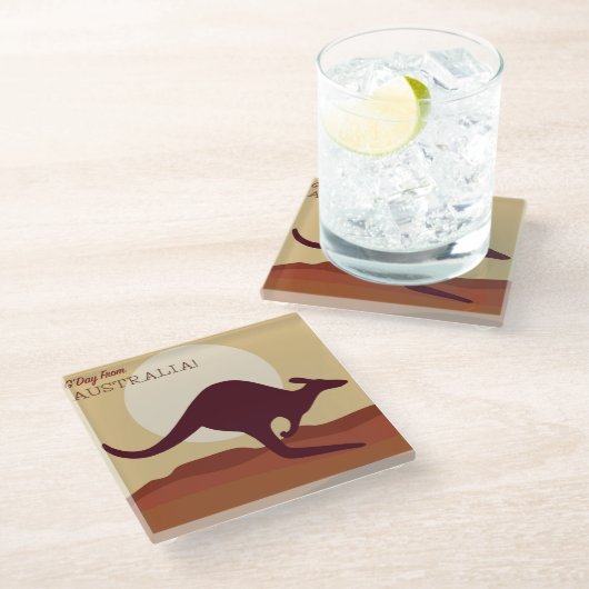 Outback Kangaroo Glasuntersetzer (Schrägansicht)