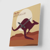 Outback Kangaroo Quadratische Wanduhr (Winkel)