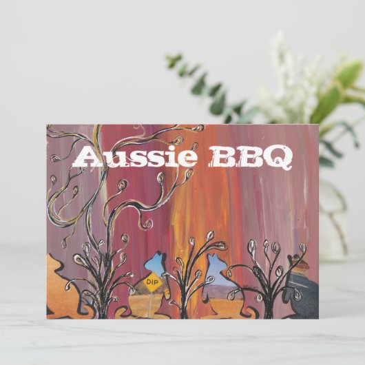 Outback Kangaroos Aussie GRILLEN Einladungen (Stehend Vorderseite)