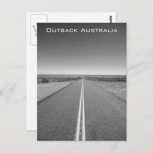 Outback Road Australien, Schwarz und Weiß - Postka Postkarte (Vorne/Hinten)