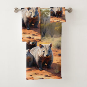Outback Trio: Wombat Wanderers Badhandtuch Set