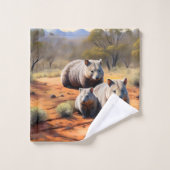 Outback Trio: Wombat Wanderers Badhandtuch Set (Waschlappen)