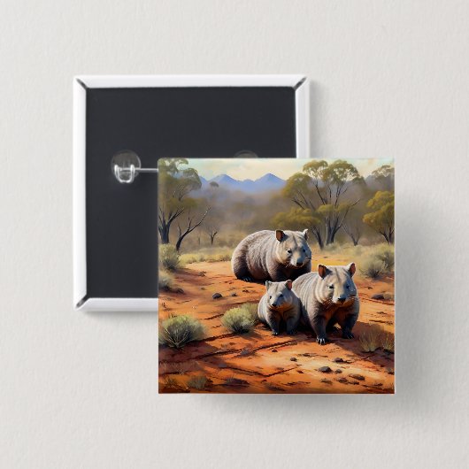 Outback Trio: Wombat Wanderers Button (Vorne & Hinten)