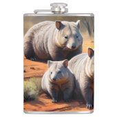 Outback Trio: Wombat Wanderers Flachmann (Vorderseite)