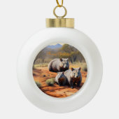 Outback Trio: Wombat Wanderers Keramik Kugel-Ornament (Vorderseite)