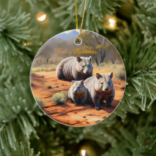 Outback Trio: Wombat Wanderers Keramik Ornament