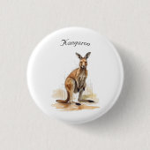 Outback Wanderer: Watercolor-Känguru individuell Button (Vorderseite)