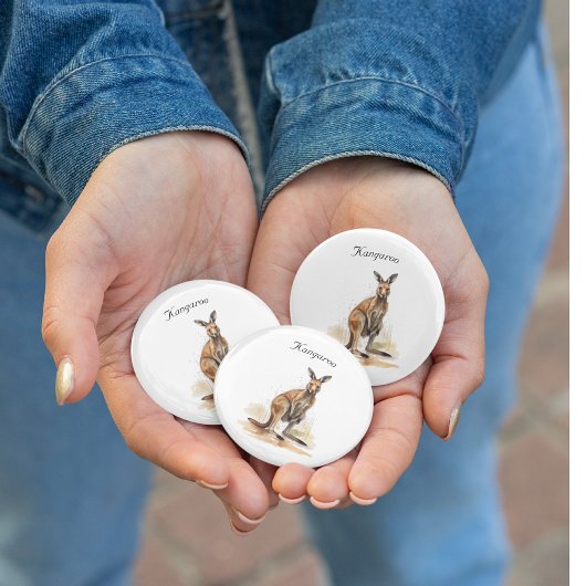 Outback Wanderer: Watercolor-Känguru individuell Button