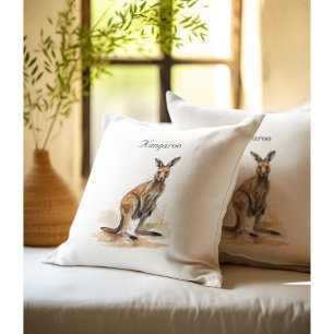 Outback Wanderer: Watercolor-Känguru individuell Kissen
