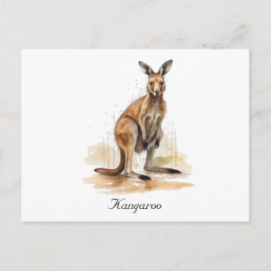 Outback Wanderer: Watercolor-Känguru individuell Postkarte