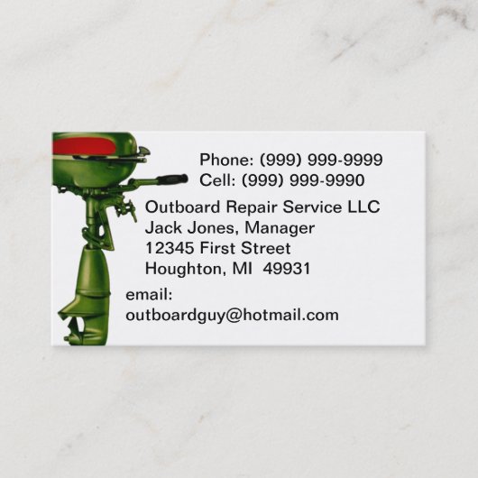 Outboard Motor Repair Service Engine Business Card Visitenkarte (Vorderseite)