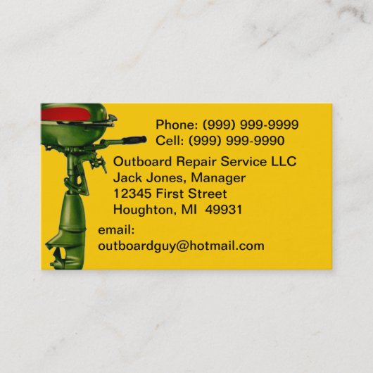 Outboard Motor Repair Service Engine Business Card Visitenkarte (Vorderseite)