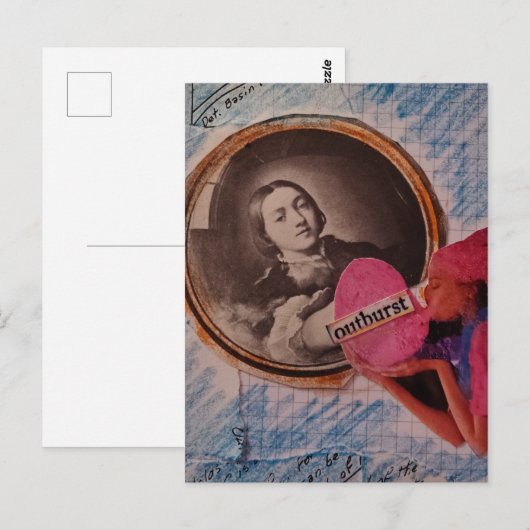 Outburst Messy Mixed Media Collage Postkarte (Vorne/Hinten)