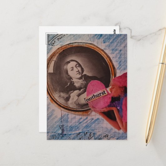 Outburst Messy Mixed Media Collage Postkarte (Vorderseite/Rückseite Beispiel)