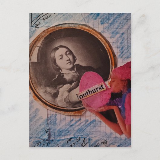 Outburst Messy Mixed Media Collage Postkarte (Vorderseite)