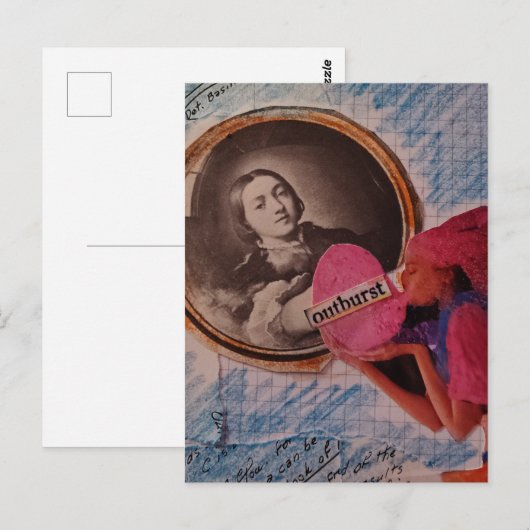 Outburst Mixed Media Collage Postkarte (Vorne/Hinten)