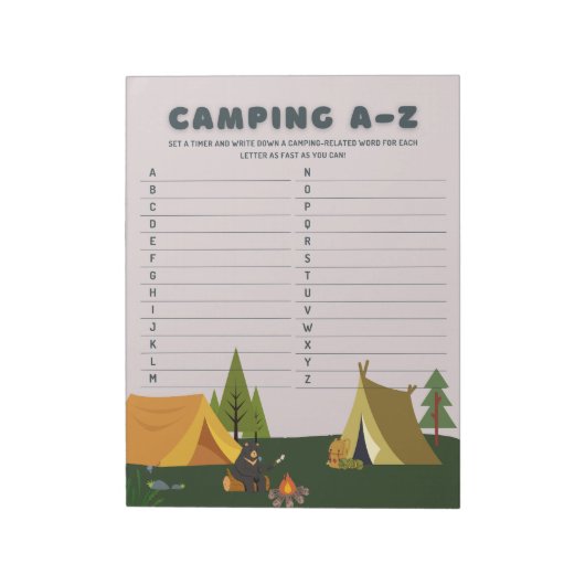 Outdoor Adventure Camping A-Z Explorer Spiel Notizblock (Rotiert)