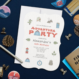 Outdoor Adventure Camping Wandern Kid's Party Einladung