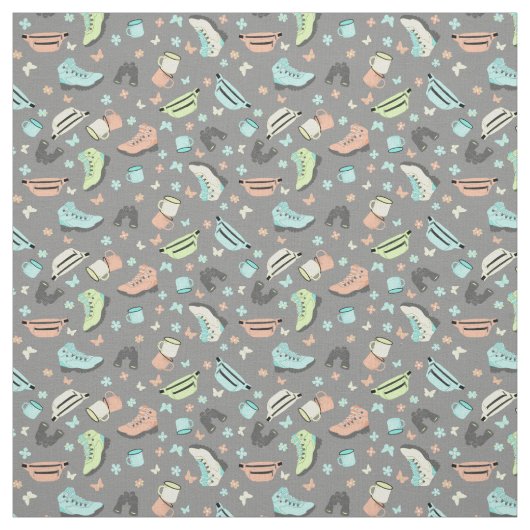 Outdoor Adventure Collage Gemustertes Gewebe Stoff (Muster)