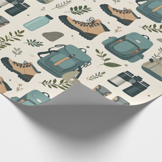 Outdoor Adventure Pattern Hiking Boots Backpacks Geschenkpapier (Ecke)