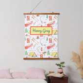 Outdoor Adventure Watercolor Wandteppich Mit Holzrahmen (Schlafzimmer)