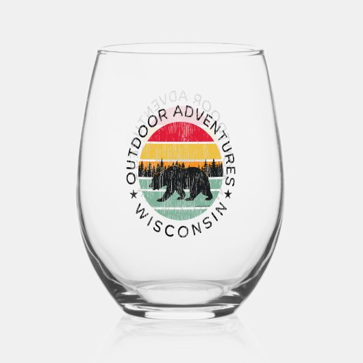 Outdoor Adventures Wisconsin Weinglas Ohne Stiel (Vorderseite)