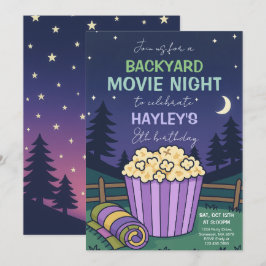 Outdoor Backyard Movie Night Birthday Einladung