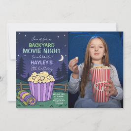 Outdoor Backyard Movie Night Birthday Foto Einladung