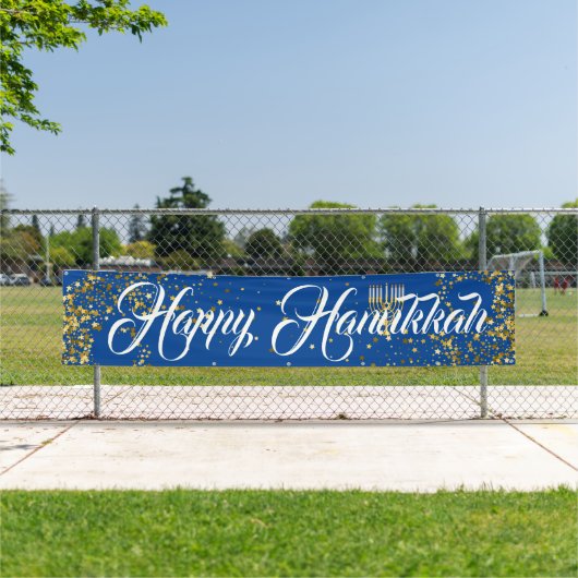 Outdoor Banner-Happy Hanukkah Banner (Insitu)
