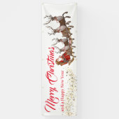 Outdoor Banner Santa Reindeers Frohe Weihnachten (Vertikal)