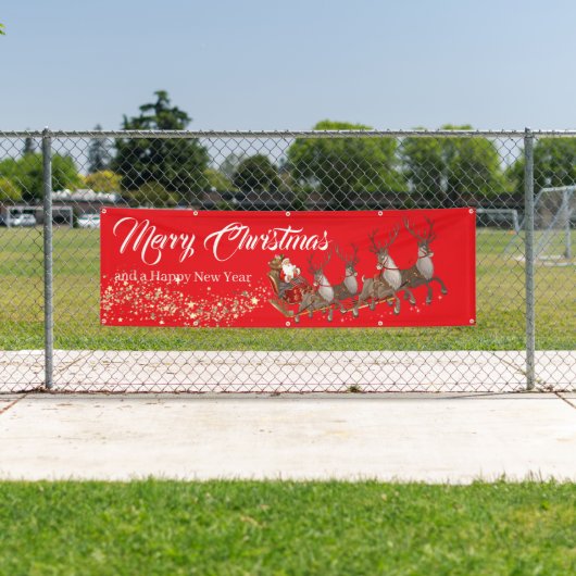 Outdoor Banner Santa Reindeers Frohe Weihnachten (Insitu)