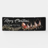 Outdoor Banner Santa Reindeers Frohe Weihnachten (Horizontal)