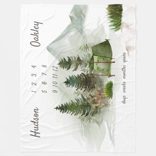 Outdoor Camping Adventure Twins Milestone Fleecedecke (Vorderseite)