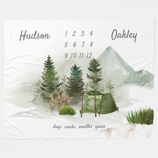 Outdoor Camping Adventure Twins Milestone Fleecedecke (Vorderseite (Horizontal))